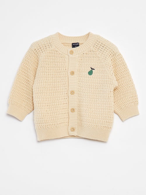 Cardigan lavorato a maglia con ricamo sul petto - Kiabi