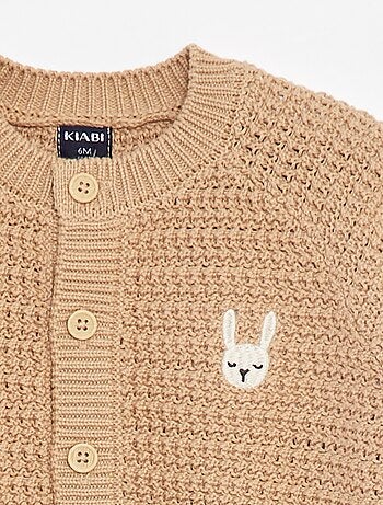 Cardigan lavorato a maglia con ricamo sul petto