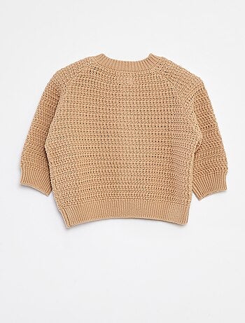 Cardigan lavorato a maglia con ricamo sul petto