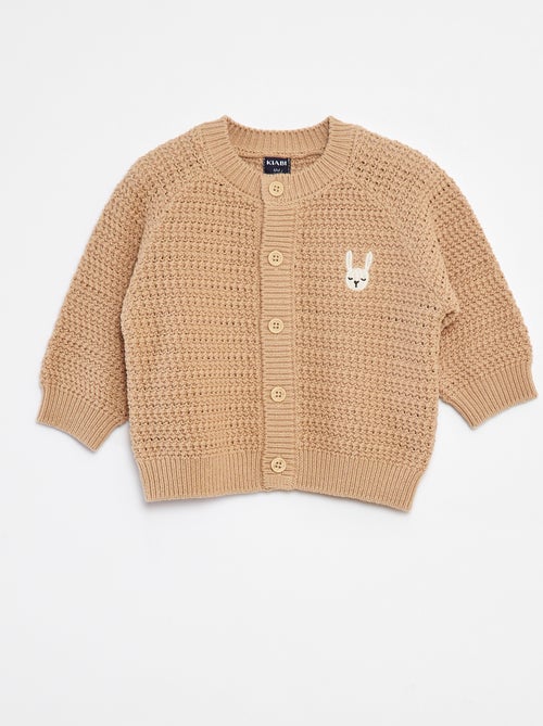 Cardigan lavorato a maglia con ricamo sul petto - Kiabi
