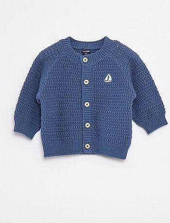 Cardigan lavorato a maglia con ricamo sul petto