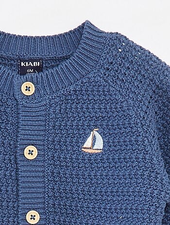 Cardigan lavorato a maglia con ricamo sul petto