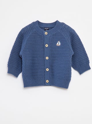 Cardigan lavorato a maglia con ricamo sul petto