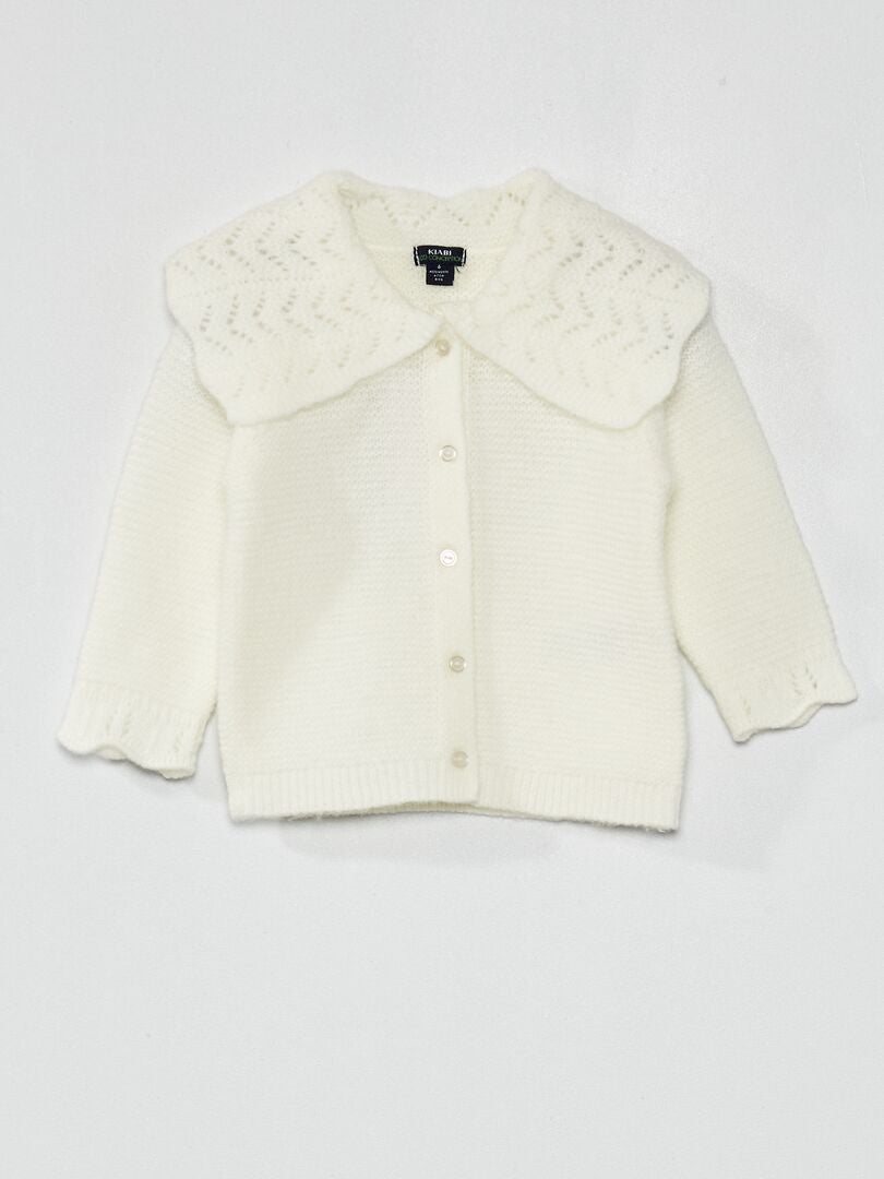 Cardigan lavorato a maglia con scollo ampio Bianco - Kiabi
