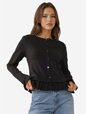 Cardigan lavorato a maglia con scollo rotondo aderente