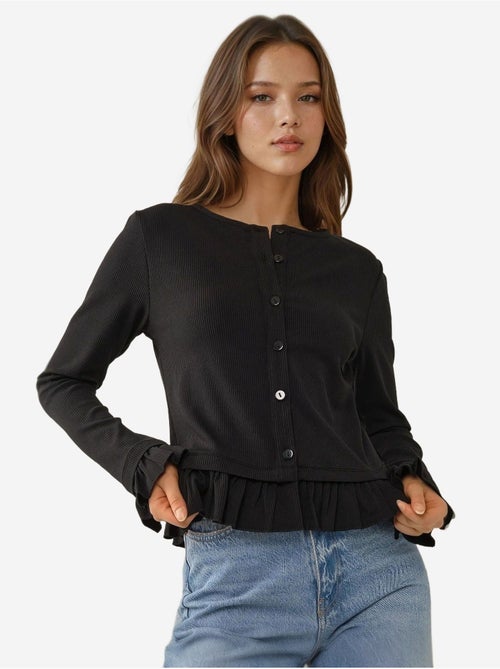 Cardigan lavorato a maglia con scollo rotondo aderente - Kiabi Cardigan lavorato a maglia con scollo rotondo aderente - Kiabi