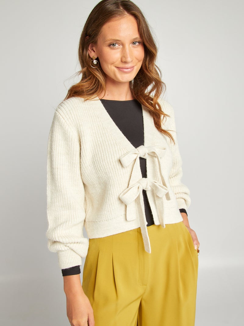 Cardigan lavorato a maglia da annodare BEIGE - Kiabi