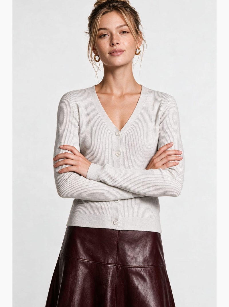 Cardigan lavorato a maglia donna istanbul Bianco sporco - Kiabi