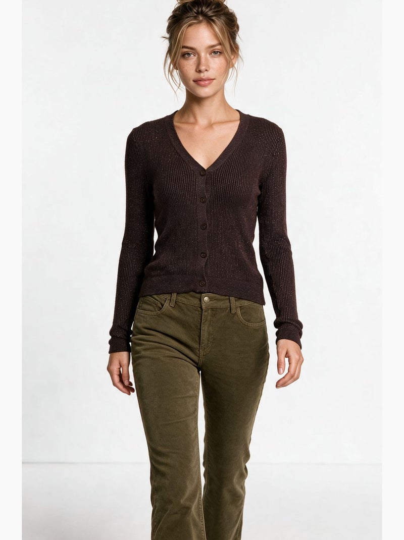 Cardigan lavorato a maglia donna istanbul Marrone cioccolato - Kiabi