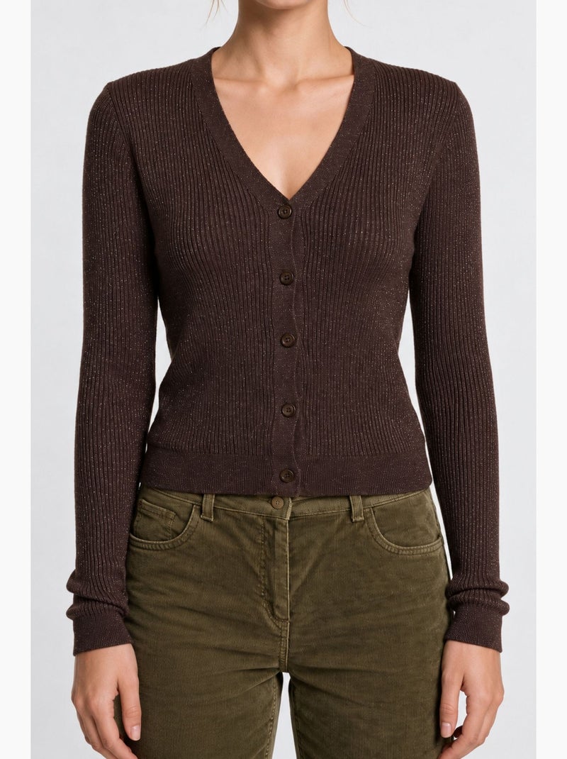 Cardigan lavorato a maglia donna istanbul Marrone cioccolato - Kiabi