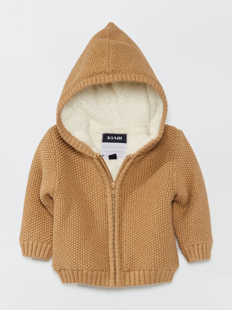 Cardigan lavorato a maglia e effetto montone BEIGE - Kiabi