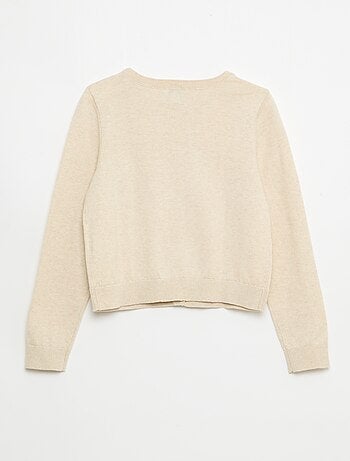 Cardigan leggero a tinta unita con collo rotondo