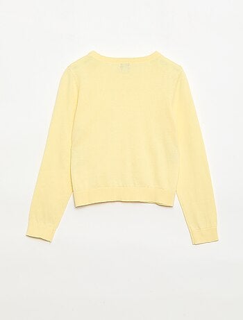 Cardigan leggero a tinta unita con collo rotondo