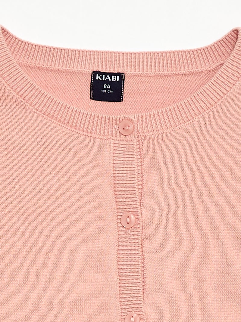 Cardigan leggero a tinta unita con collo rotondo Rosa - Kiabi