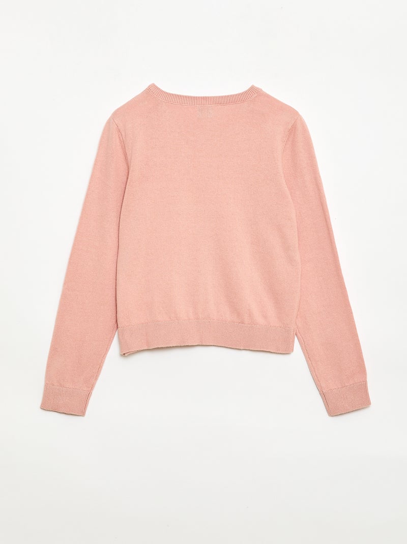 Cardigan leggero a tinta unita con collo rotondo Rosa - Kiabi