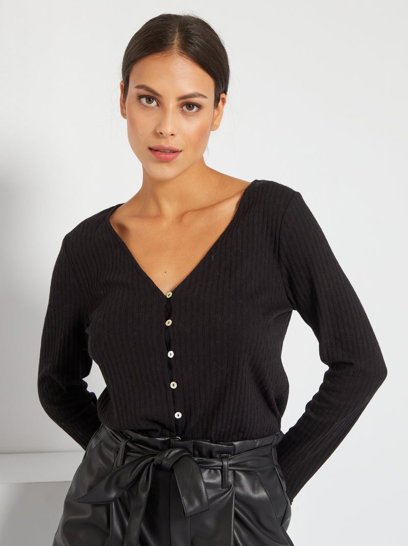 Cardigan leggero in maglia fantasia Nero - Kiabi