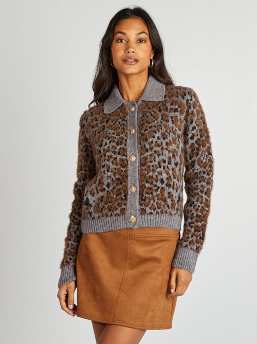 Cardigan leopardato con bottoni vintage - Kiabi