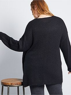 Taglie forti donna - Cardigan lungo a maglia grossa - - Kiabi