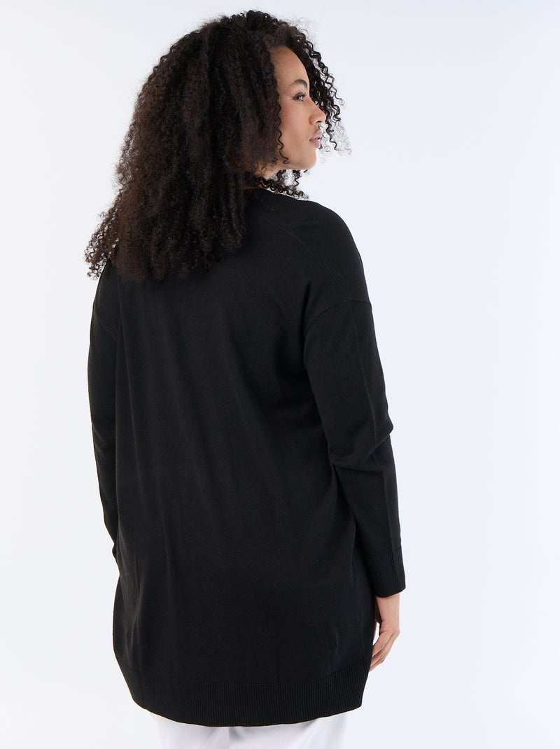 Cardigan lungo aperto a maglia fine Nero - Kiabi