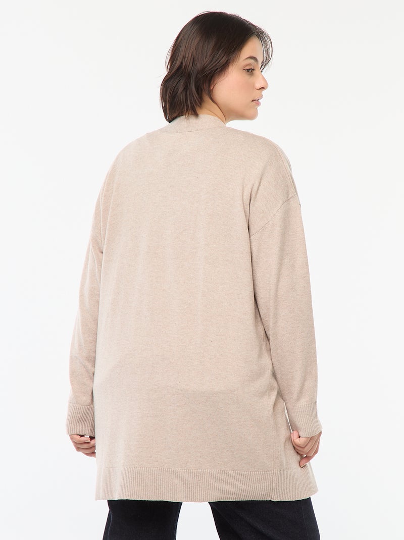 Cardigan lungo aperto in maglina leggera Beige - Kiabi