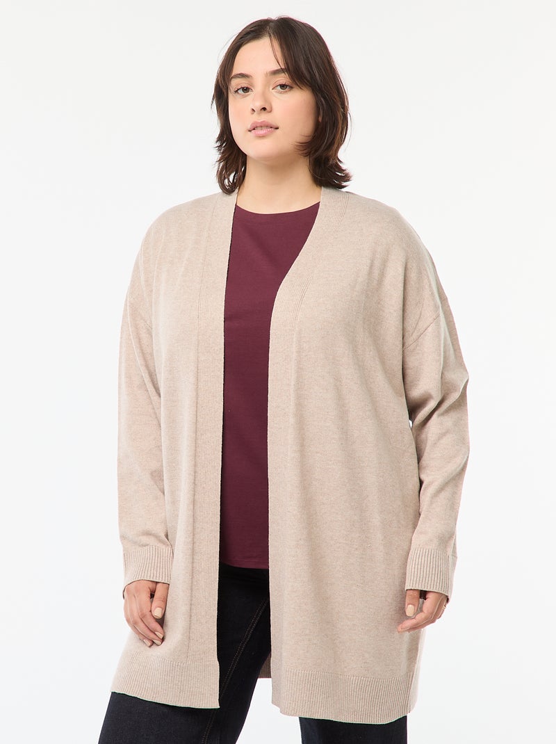 Cardigan lungo aperto in maglina leggera Beige - Kiabi