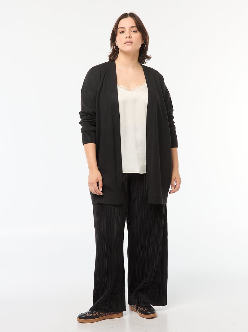 Cardigan lungo aperto in maglina leggera nero - Kiabi