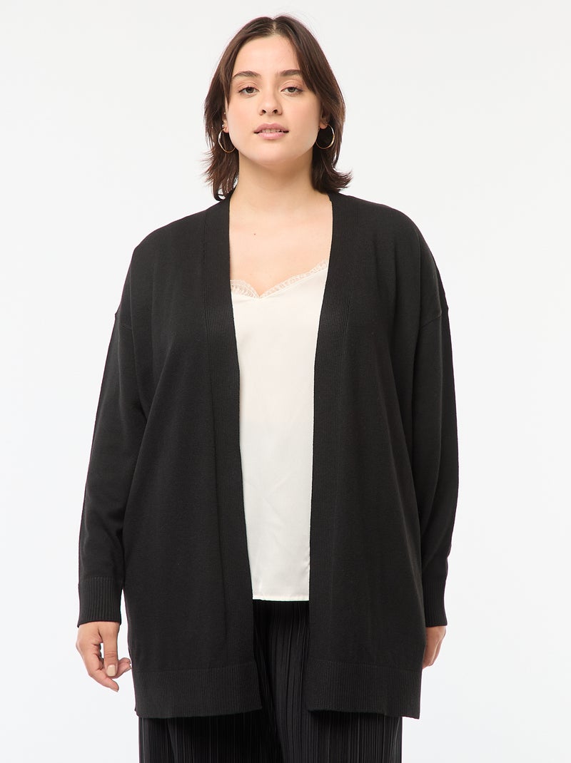 Cardigan lungo aperto in maglina leggera nero - Kiabi