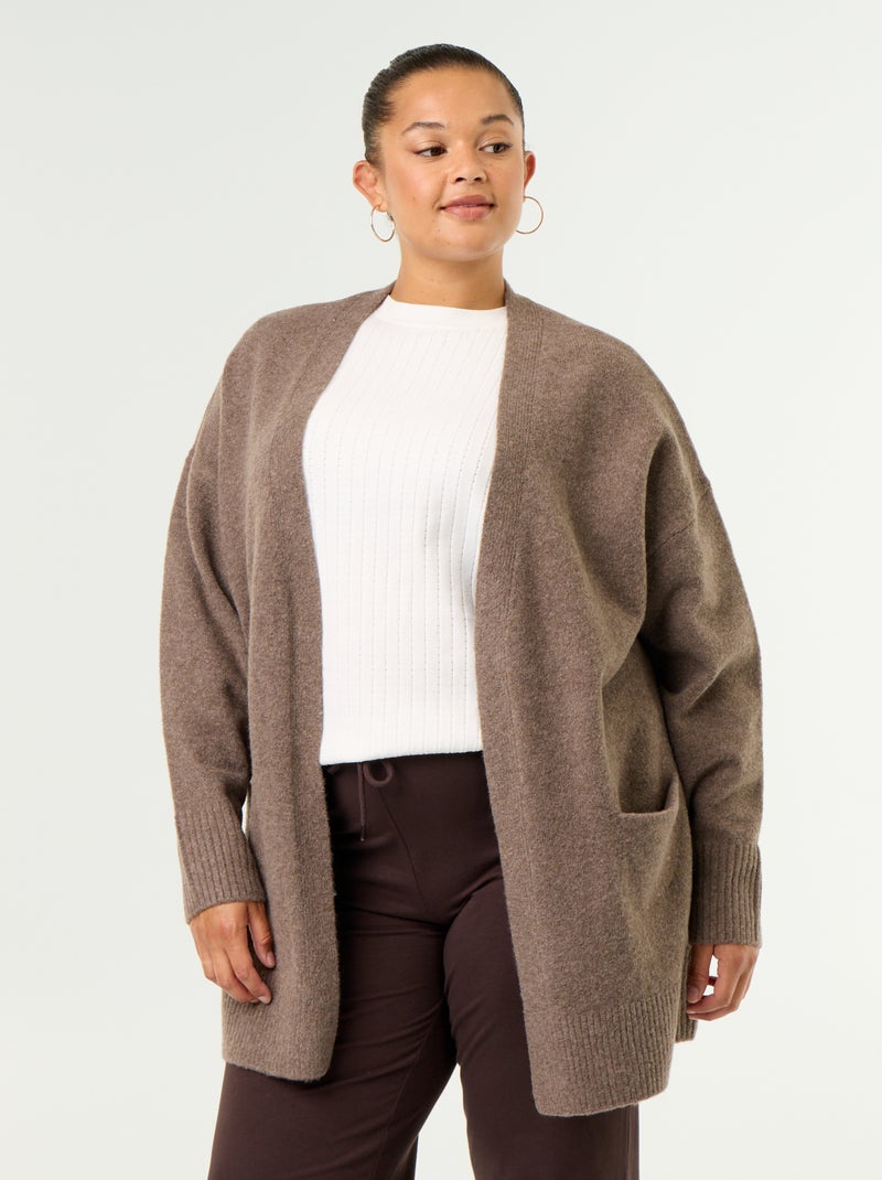 Cardigan lungo aperto Marrone - Kiabi