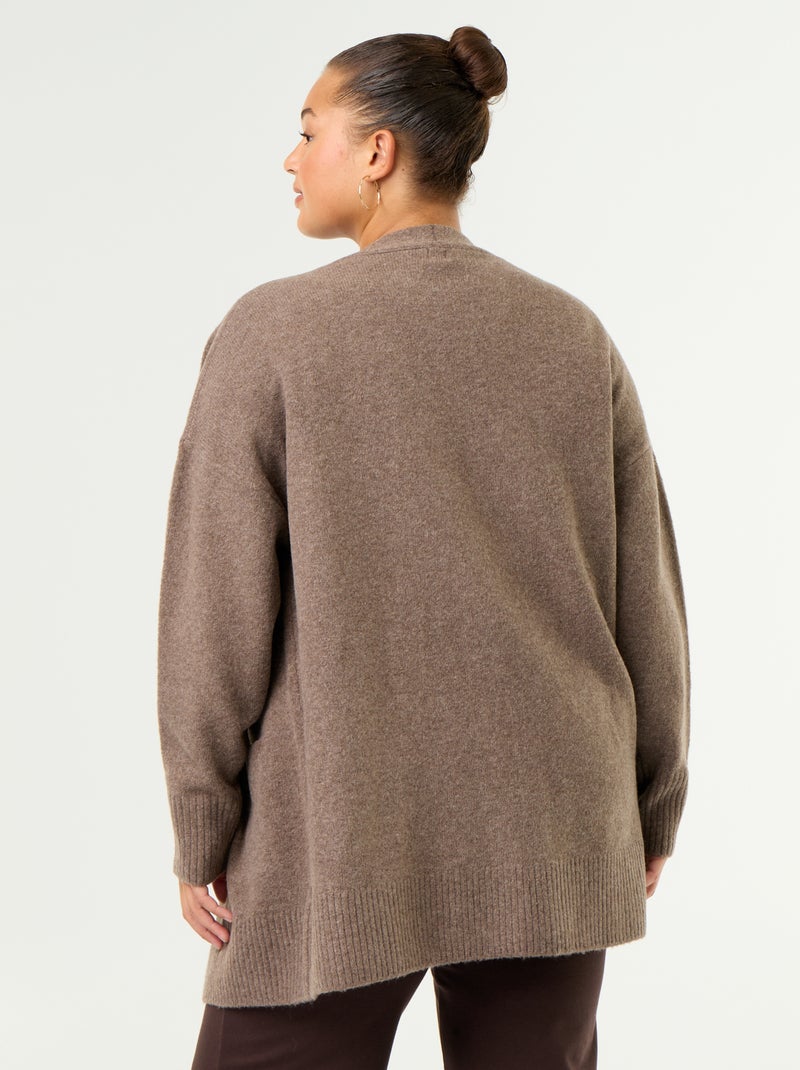 Cardigan lungo aperto Marrone - Kiabi