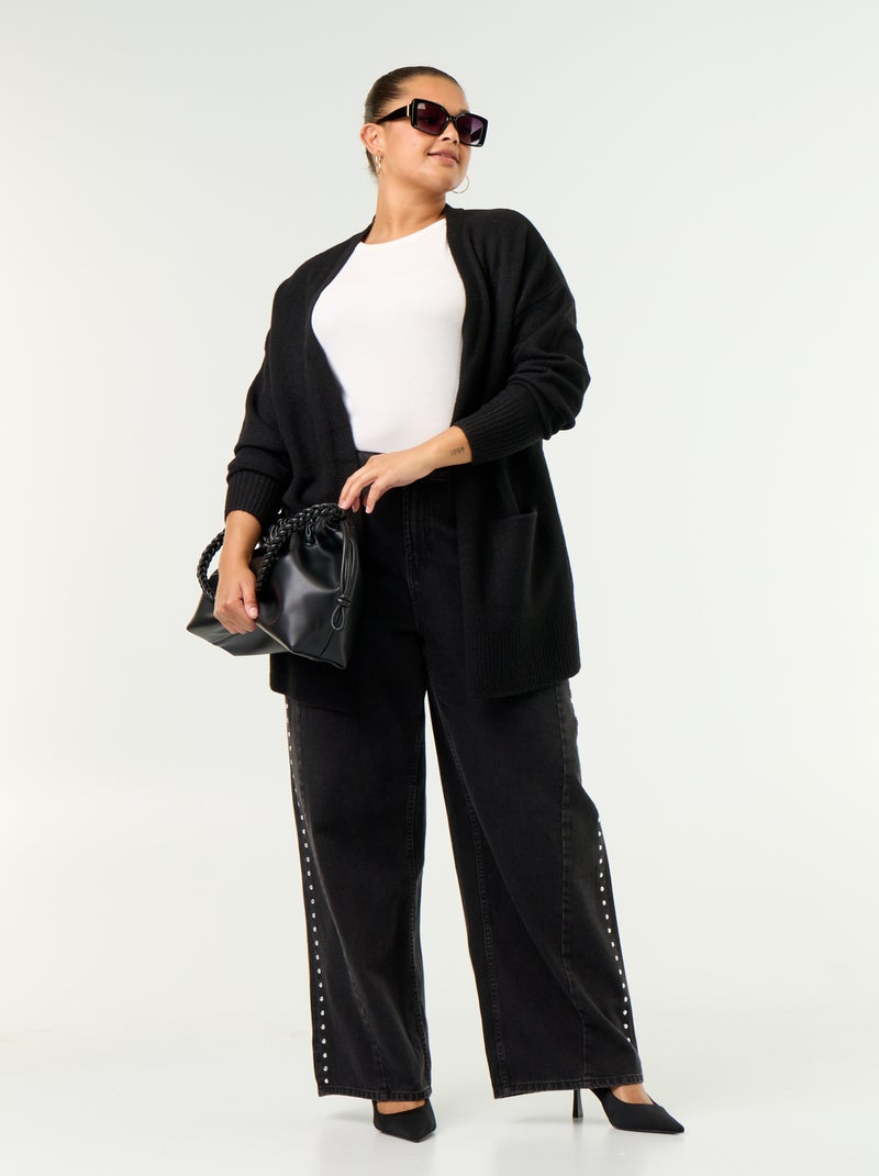 Cardigan lungo aperto Nero - Kiabi