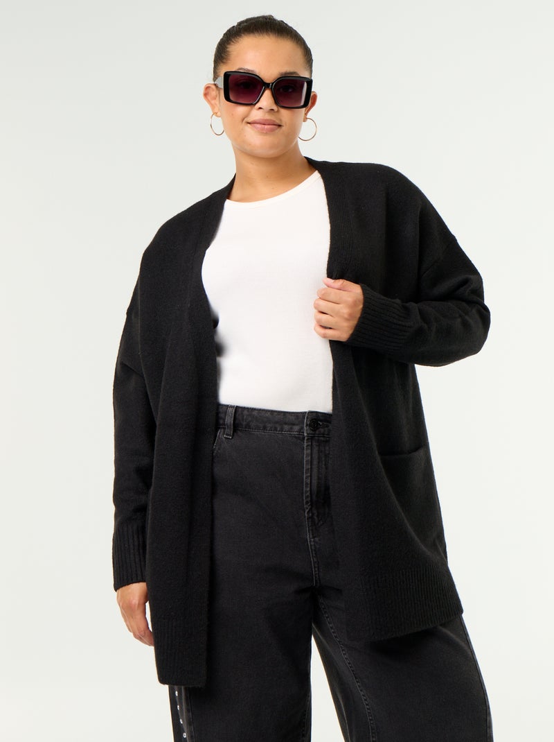 Cardigan lungo aperto Nero - Kiabi