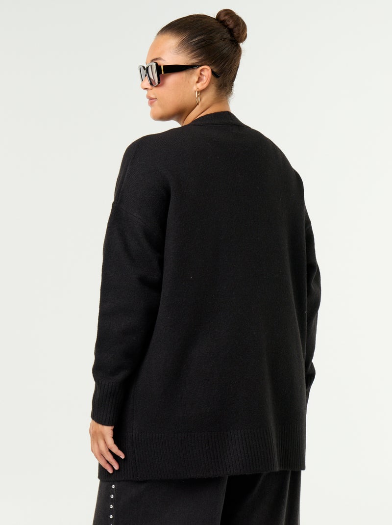 Cardigan lungo aperto Nero - Kiabi