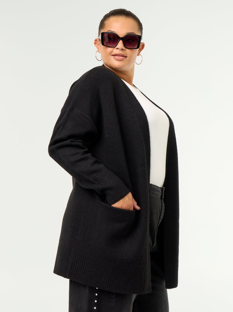 Cardigan lungo aperto Nero - Kiabi