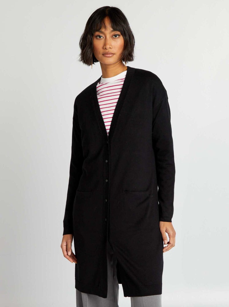 Cardigan Donna Lungo A Maglia Con Bottoni E Tasche - Elegante E Caldo Per Autunno E Inverno