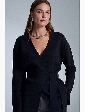 Cardigan lungo con scollo a v e cintura dilvin