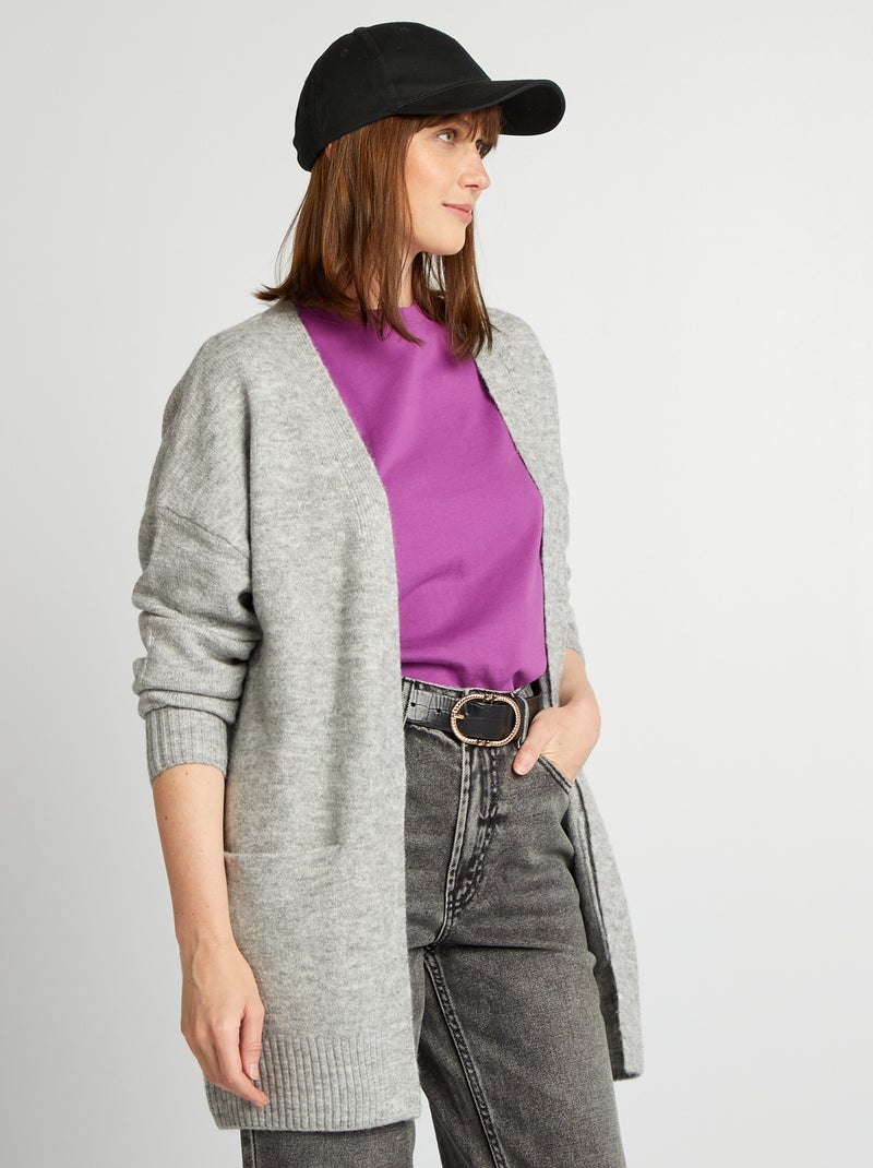 Cardigan lungo con tasche GRIGIO - Kiabi