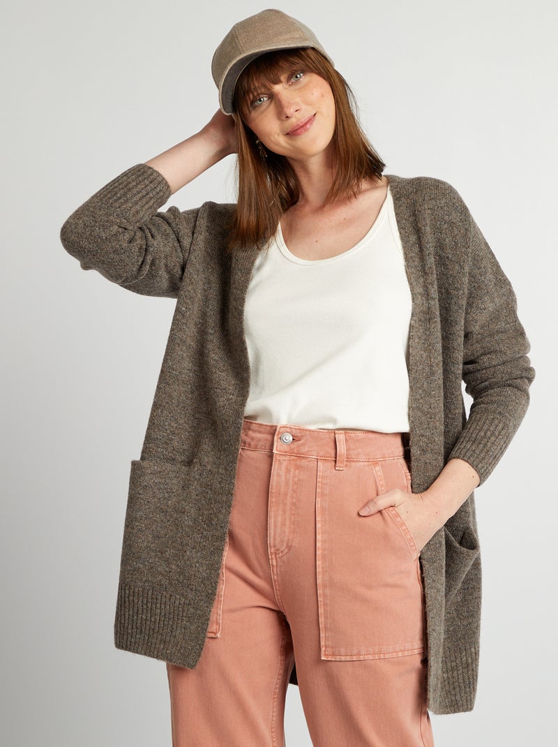 Cardigan lungo con tasche MARRONE - Kiabi