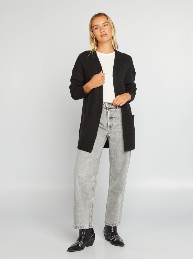 Cardigan lungo con tasche nero - Kiabi