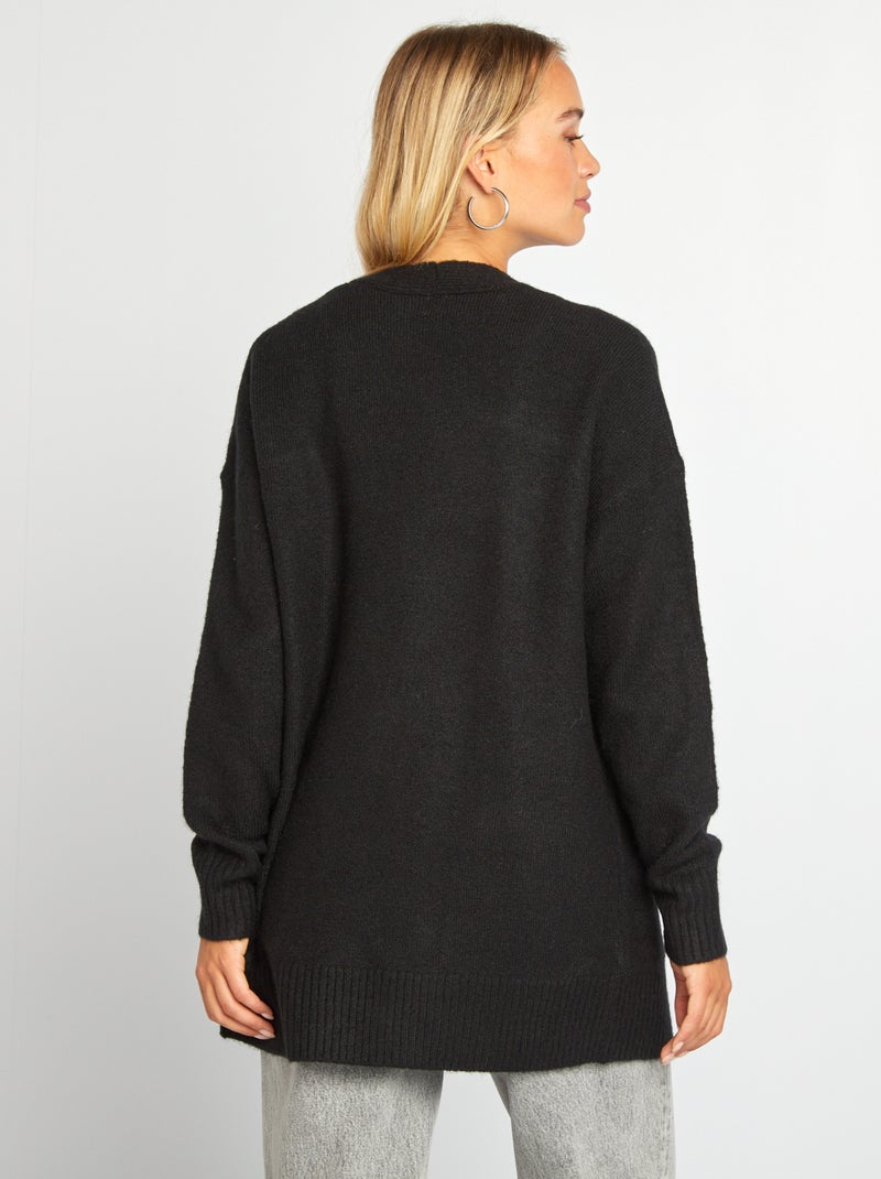 Cardigan lungo con tasche nero - Kiabi