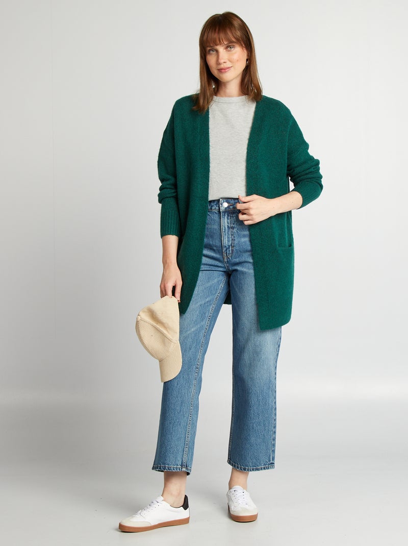 Cardigan lungo con tasche VERDE - Kiabi