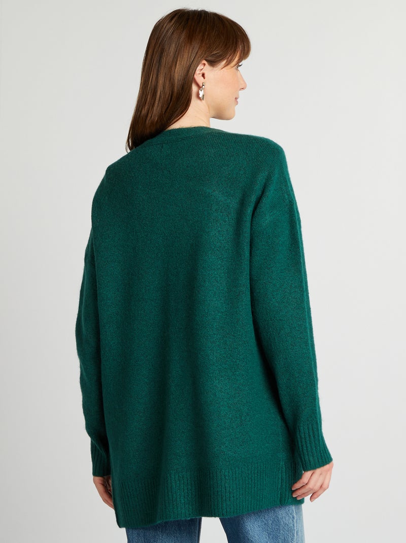 Cardigan lungo con tasche VERDE - Kiabi