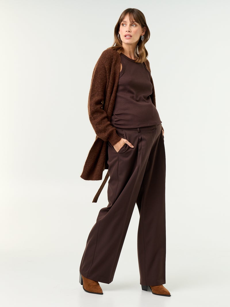 Cardigan lungo da maternità in misto mohair Marrone - Kiabi