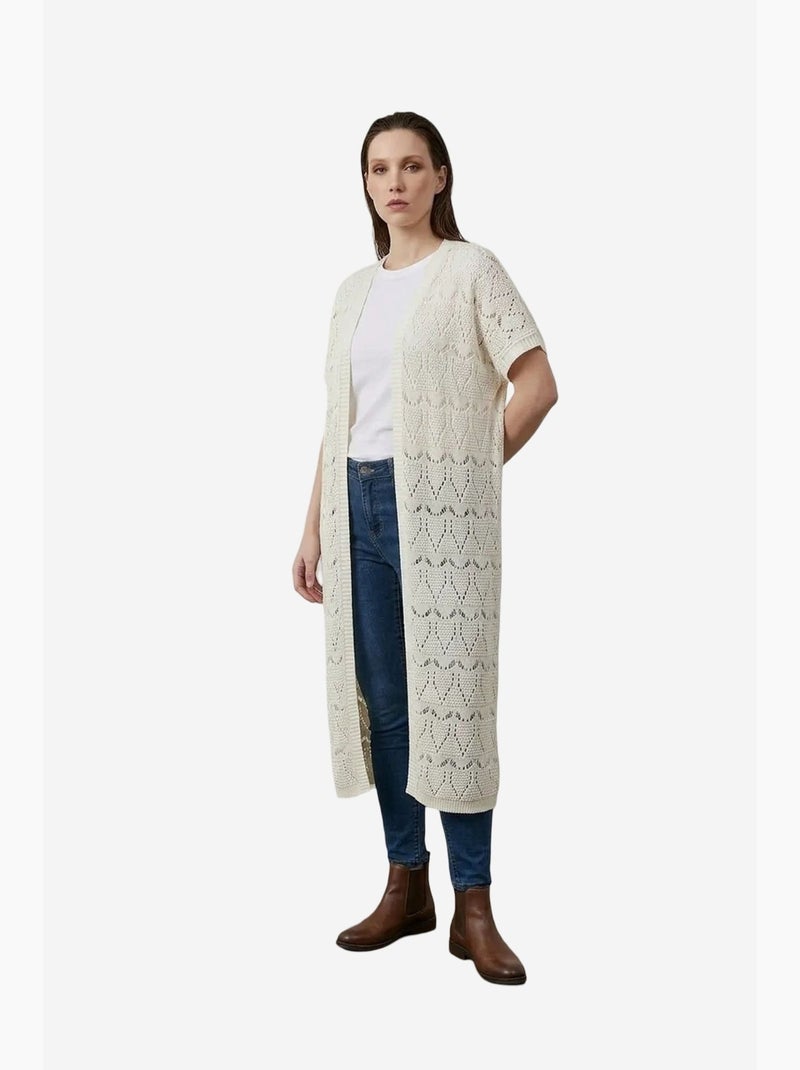 Cardigan lungo in jacquard testurizzato my fashion Crema - Kiabi