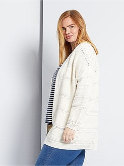 Cardigan lungo in maglia fantasia traforata - Kiabi