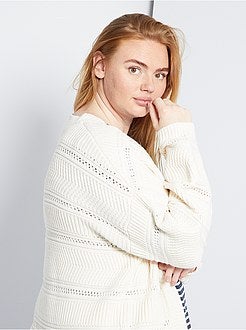 Cardigan lungo in maglia fantasia traforata - Kiabi