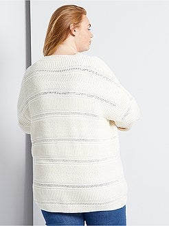 Cardigan lungo in maglia fantasia traforata - Kiabi