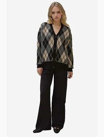 Cardigan lungo in maglia geometrica con scollo a v e bottoni hiccup