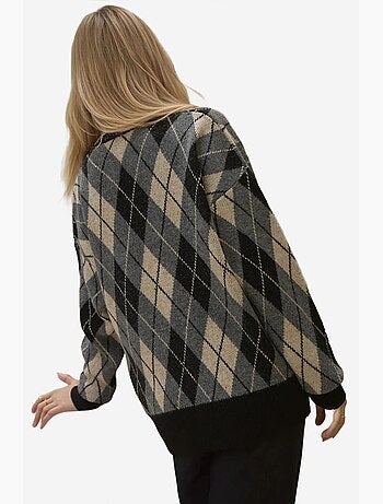 Cardigan lungo in maglia geometrica con scollo a v e bottoni hiccup
