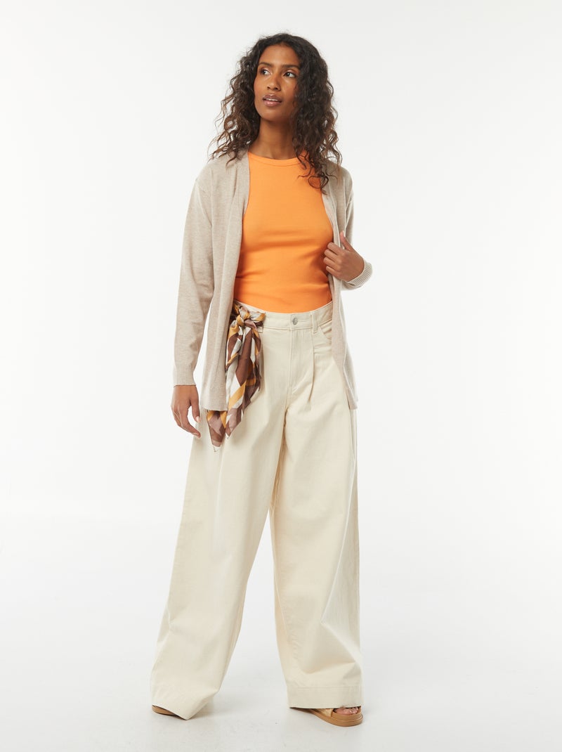 Cardigan lungo in maglia leggera Beige - Kiabi