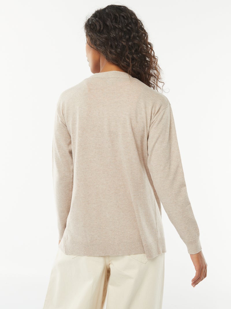Cardigan lungo in maglia leggera Beige - Kiabi